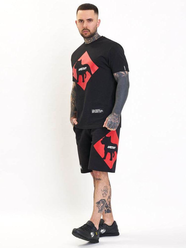 Amstaff Baist Sweatshorts Black Red - Amstaff Wear