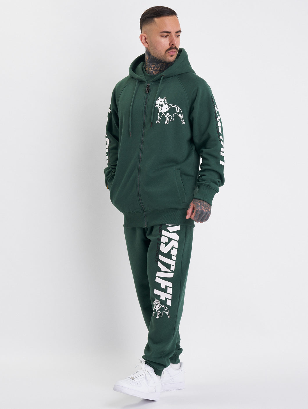 Amstaff Logo 2.0 Ziphoodie Green - Amstaff Wear