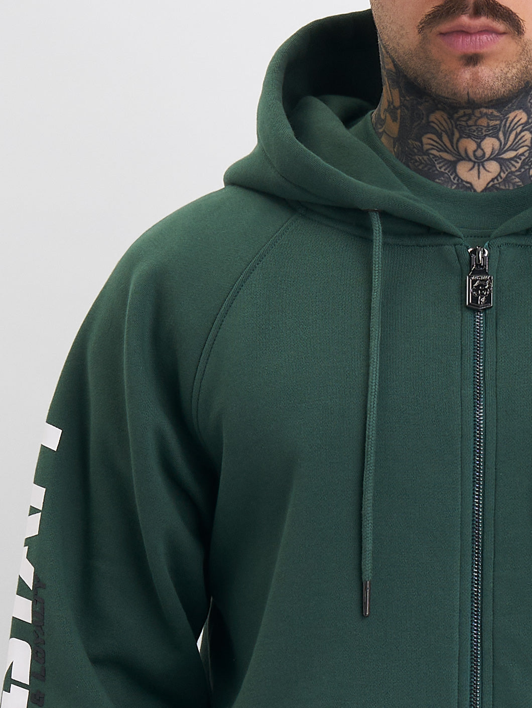 Amstaff Logo 2.0 Ziphoodie Green - Amstaff Wear