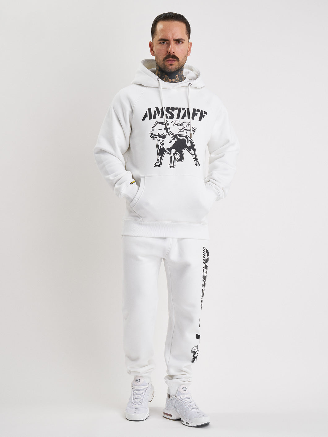 Amstaff Logo 2.0 Hoodie White Black - Amstaff Wear