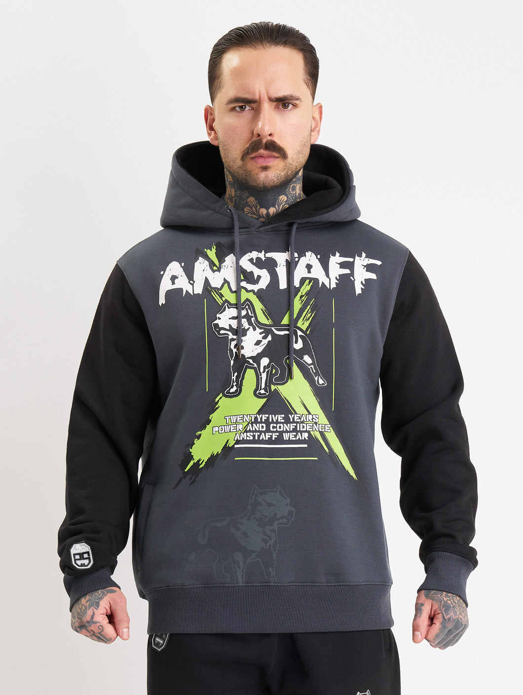 Amstaff Sector Hoodie Grey Black - Amstaff Wear