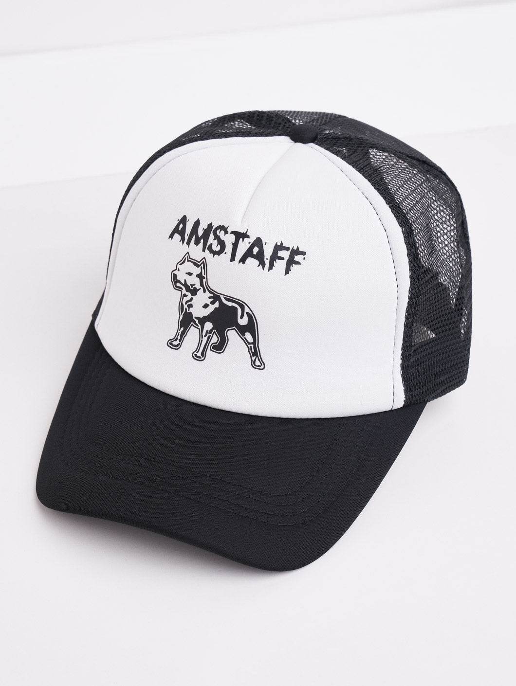 Amstaff Logo Mesh Cap Black White - Amstaff Wear