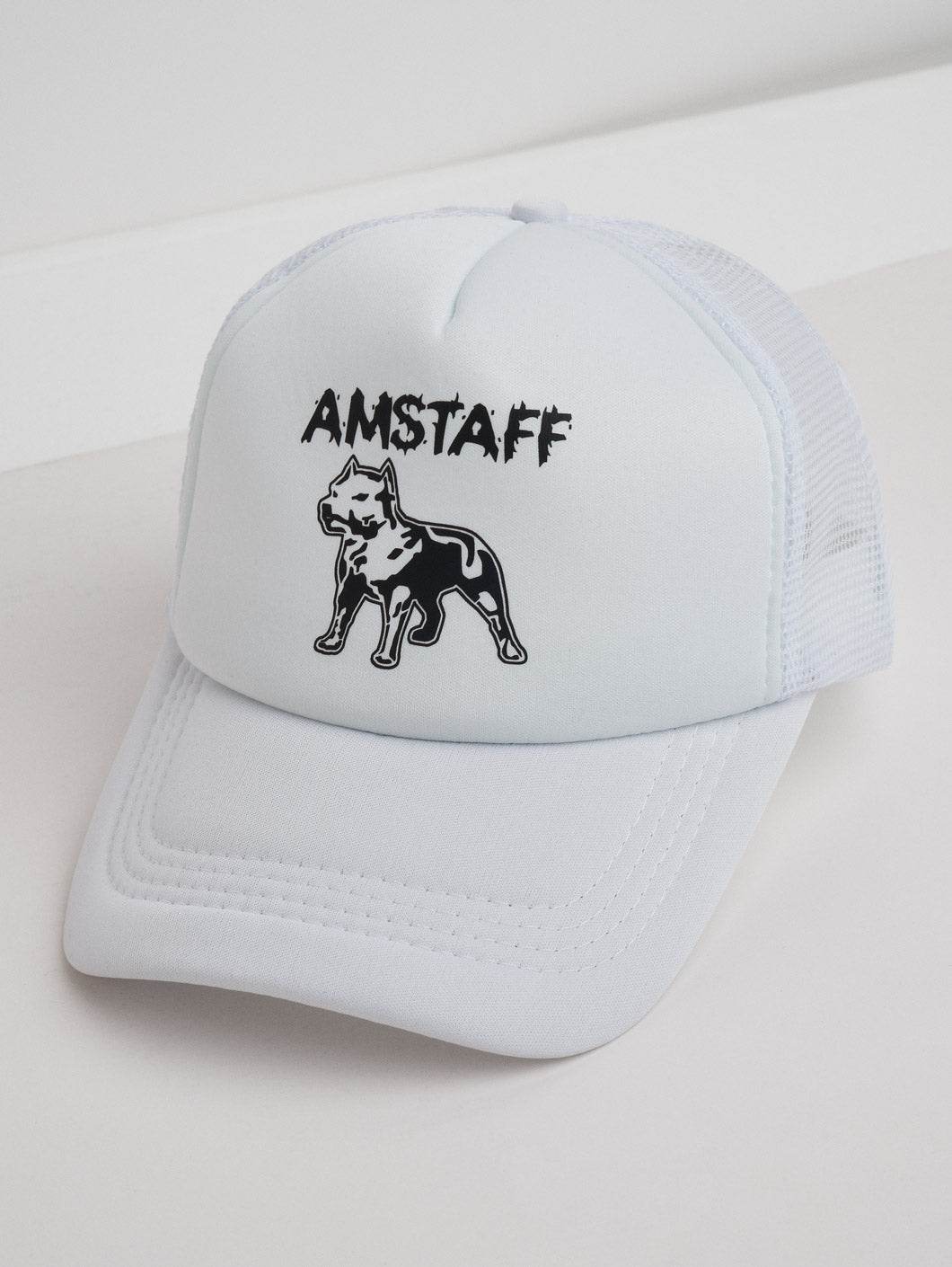 Amstaff Logo Mesh Cap White - Amstaff Wear