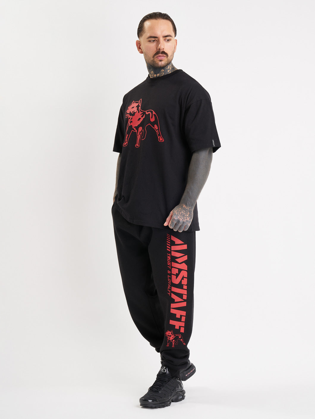 Amstaff Logo 2.0 Sweatpants Black Red - Amstaff Wear