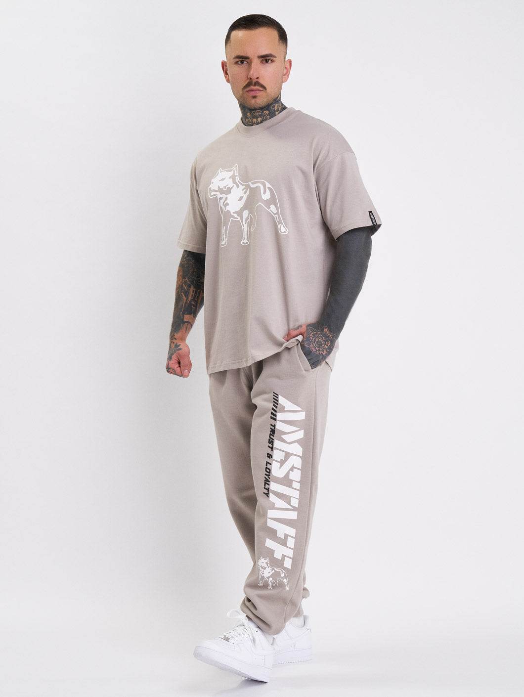 Amstaff Logo 2.0 Sweatpants Beige - Amstaff Wear