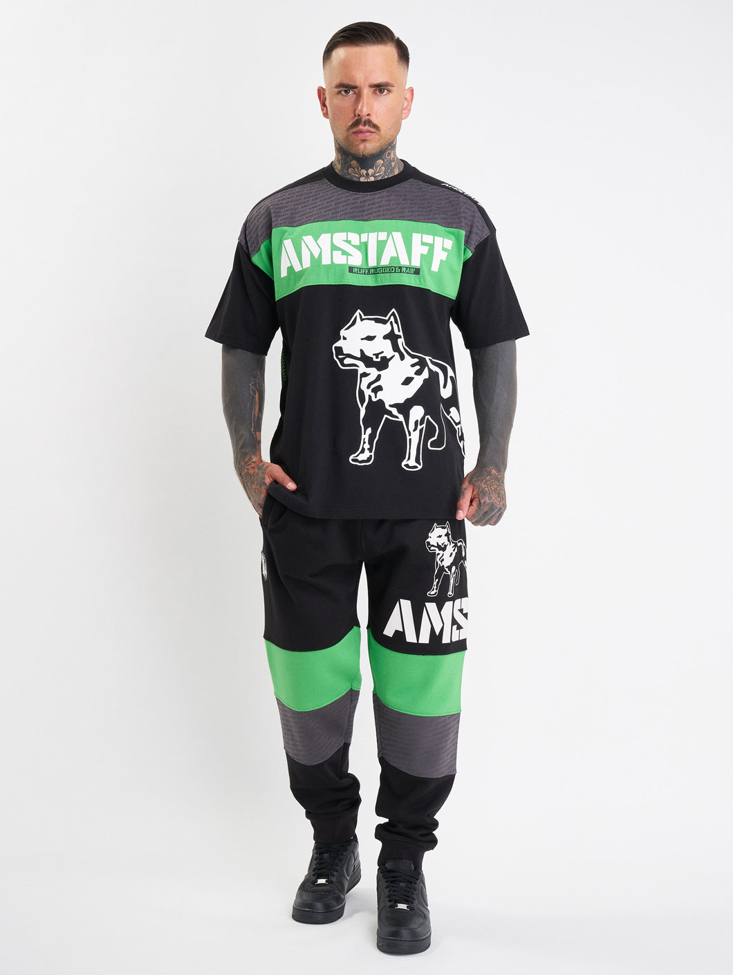 Amstaff Masho Sweatpants Black Grey Green - Amstaff Wear