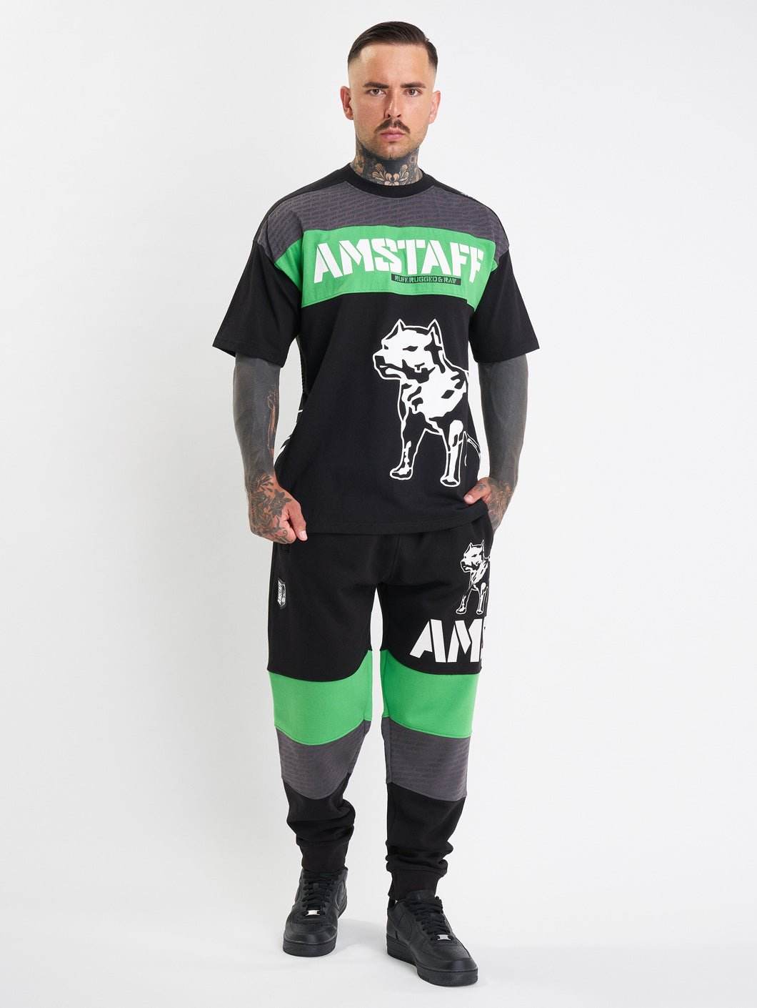 Amstaff Masho T-Shirt Black Grey Green - Amstaff Wear