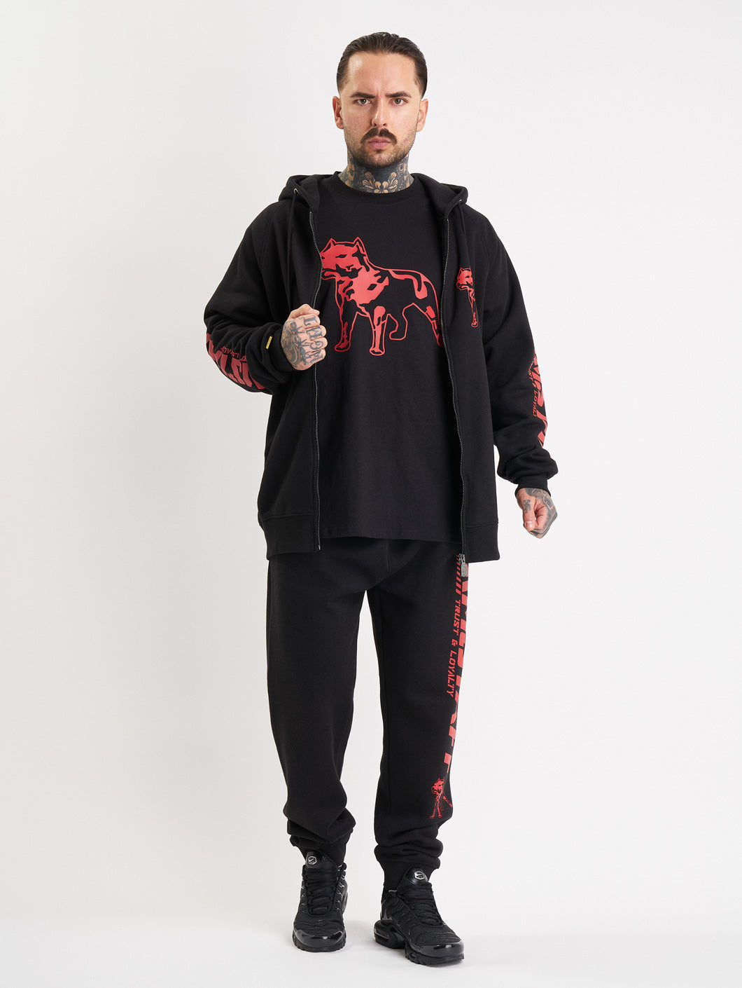 Amstaff Logo 2.0 Ziphoodie Black Red - Amstaff Wear