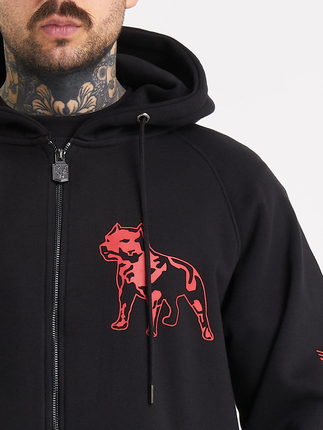 Amstaff Logo 2.0 Ziphoodie Black Red - Amstaff Wear