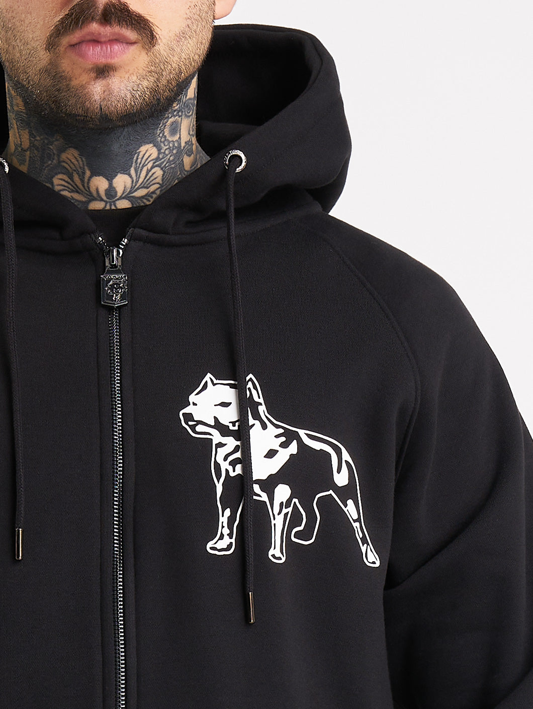 Amstaff Logo 2.0 Ziphoodie Black White - Amstaff Wear