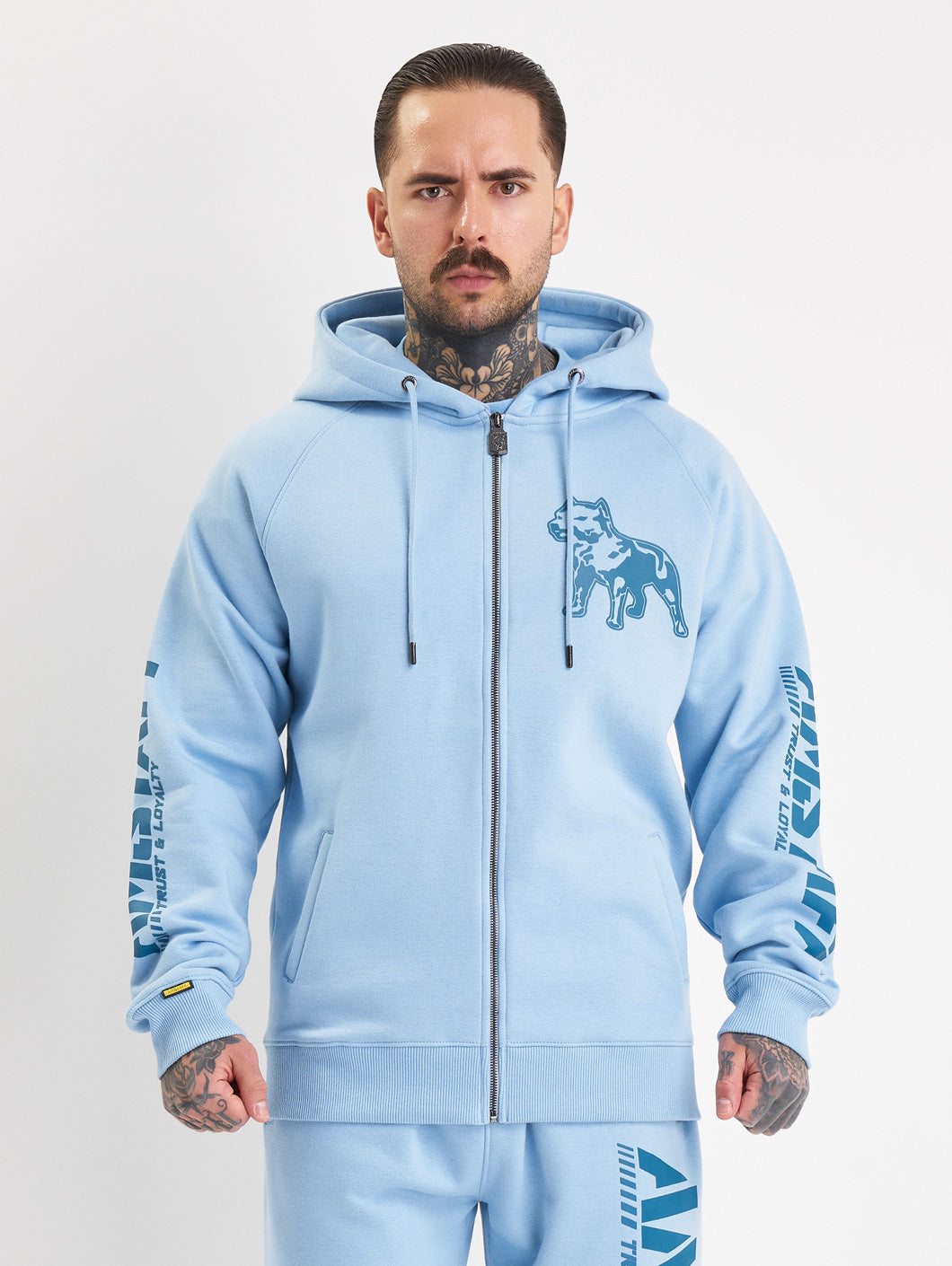 Amstaff Logo 2.0 Ziphoodie Horizon Double Blue - Amstaff Wear