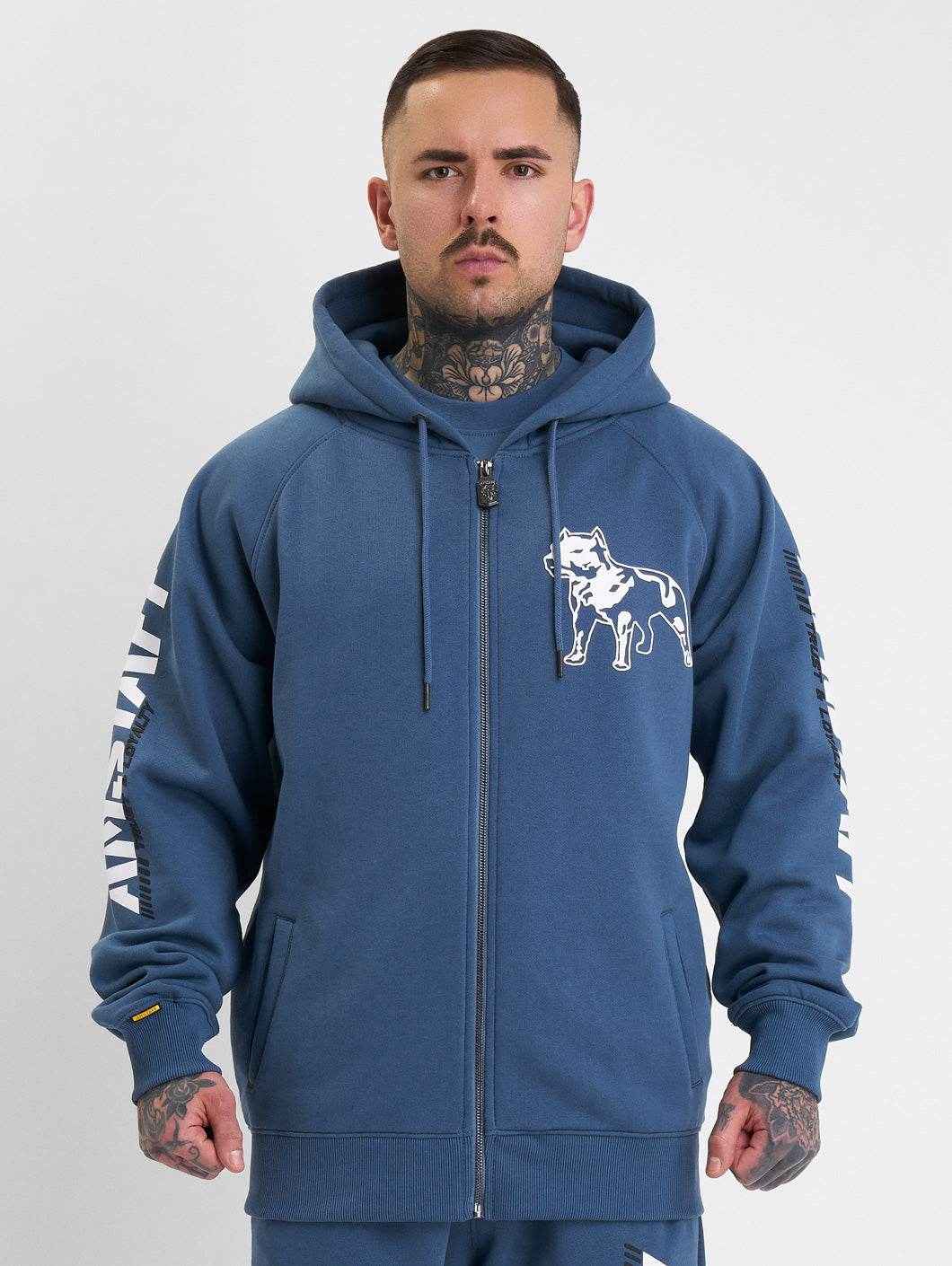 Amstaff Logo 2.0 Ziphoodie Cobald Blue - Amstaff Wear