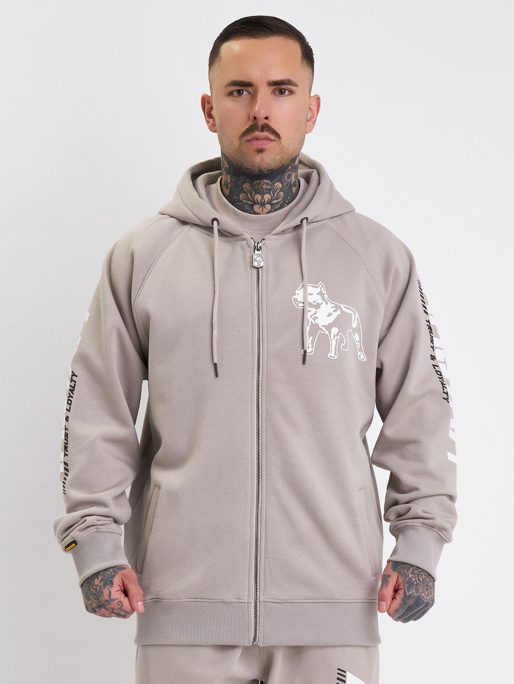 Amstaff Logo 2.0 Ziphoodie Beige - Amstaff Wear