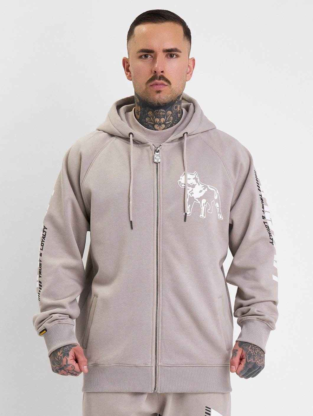 Amstaff Logo 2.0 Ziphoodie Beige - Amstaff Wear