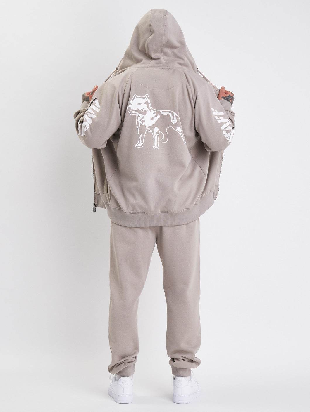 Amstaff Logo 2.0 Ziphoodie Beige - Amstaff Wear