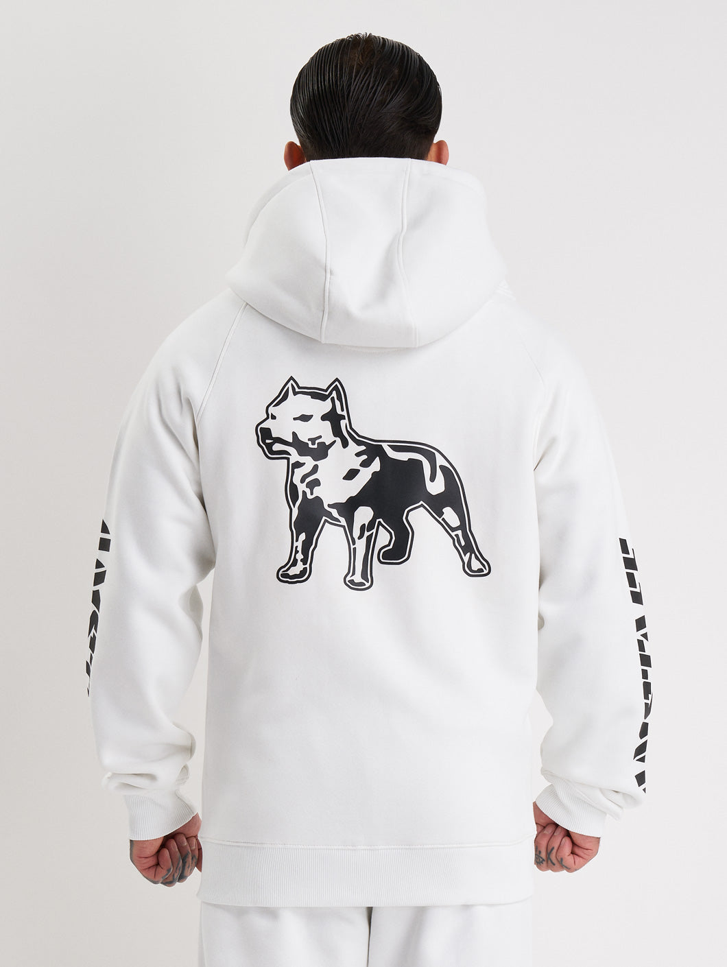 Amstaff Logo 2.0 Ziphoodie White Black - Amstaff Wear