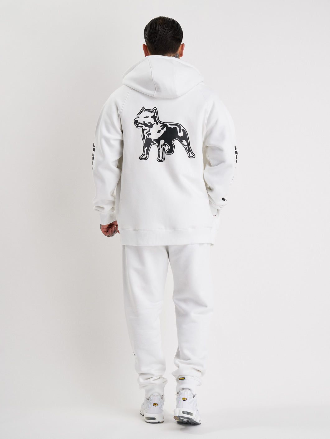 Amstaff Logo 2.0 Ziphoodie White Black - Amstaff Wear