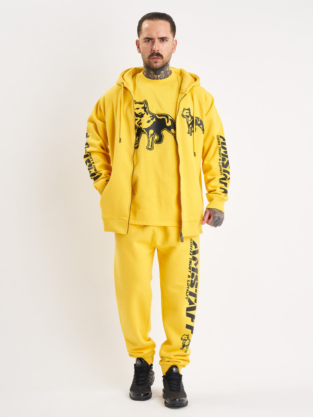 Amstaff Logo 2.0 Ziphoodie Yellow Black - Amstaff Wear