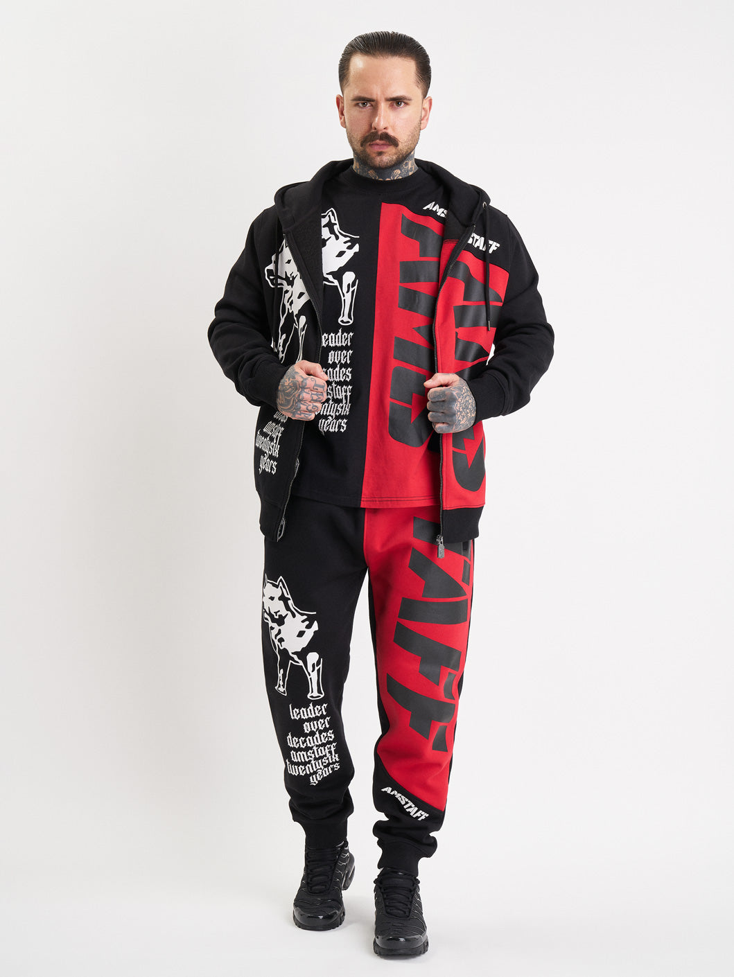 Amstaff Mavor Ziphoodie Black Red