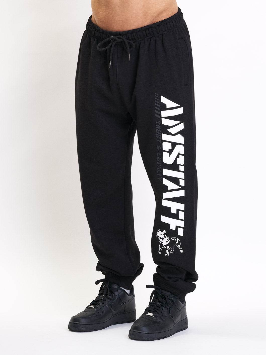 Amstaff Logo 2.0 Sweatpants Black White - Amstaff Wear