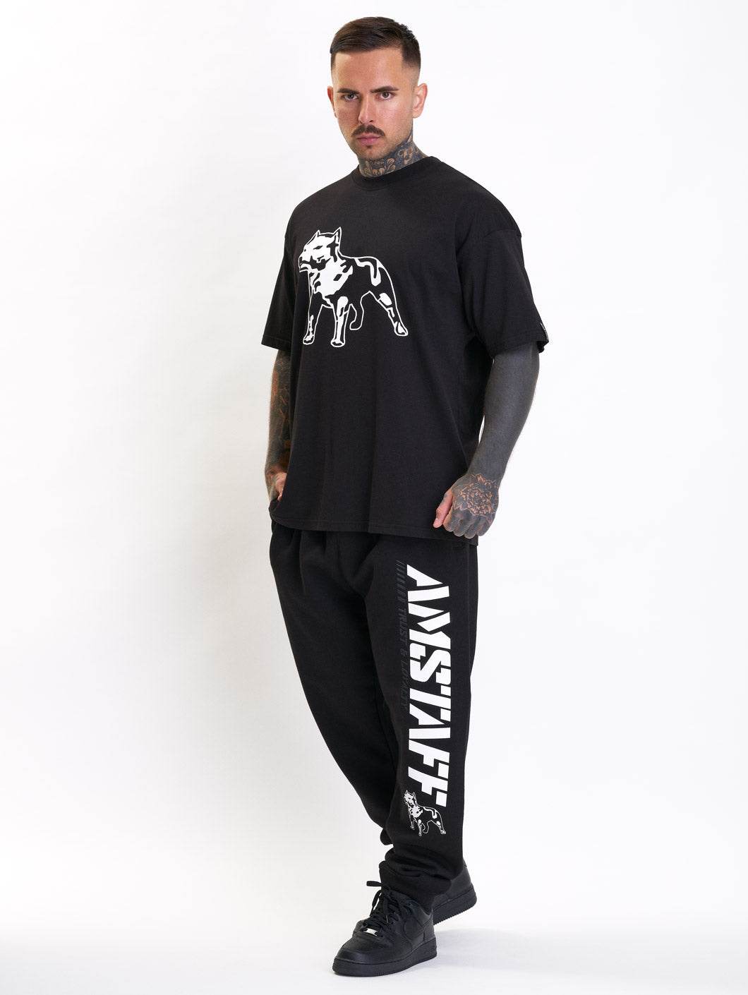 Amstaff Logo 2.0 Sweatpants Black White - Amstaff Wear