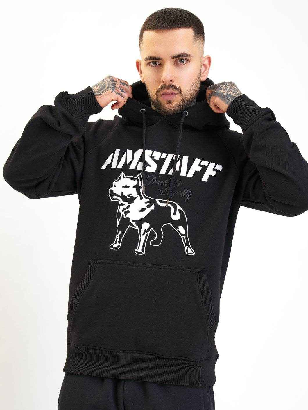 Amstaff Logo 2.0 Hoodie Black White - Amstaff Wear