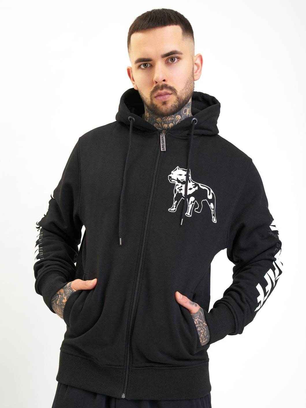 Amstaff Logo 2.0 Ziphoodie Black White - Amstaff Wear