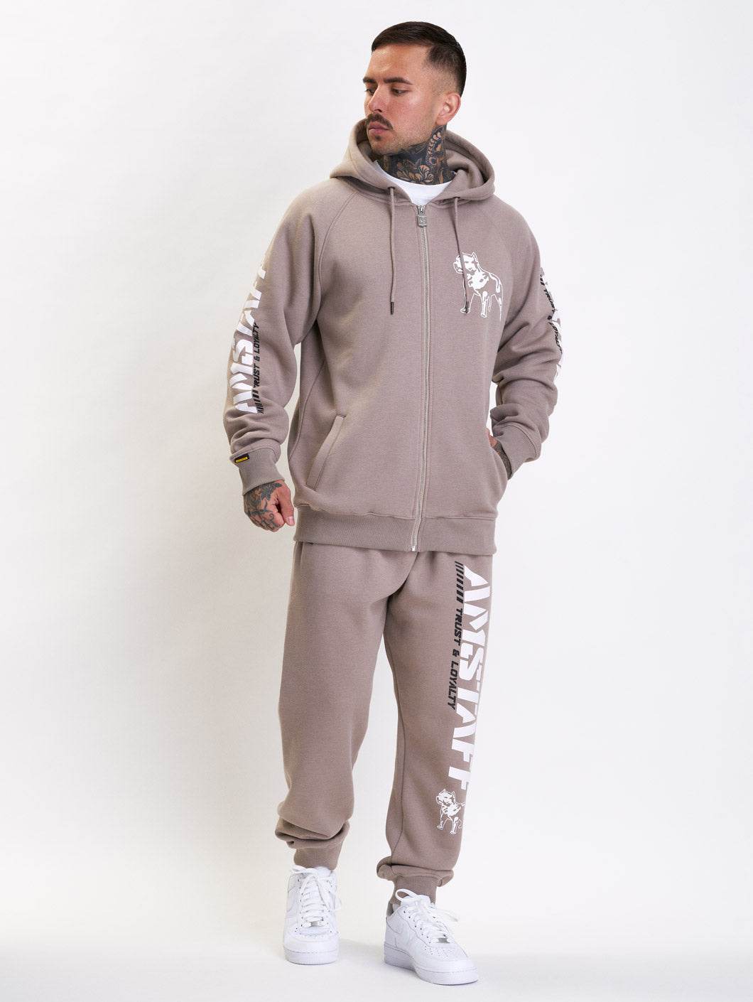 Amstaff Logo 2.0 Ziphoodie Light Brown - Amstaff Wear