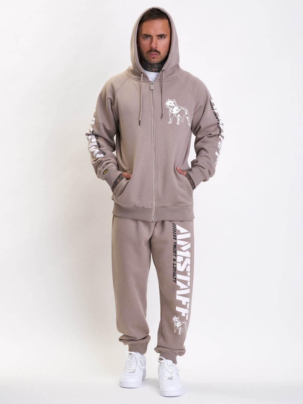 Amstaff Logo 2.0 Ziphoodie Light Brown - Amstaff Wear