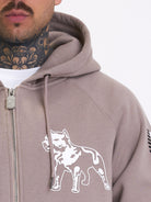 Amstaff Logo 2.0 Ziphoodie Light Brown - Amstaff Wear