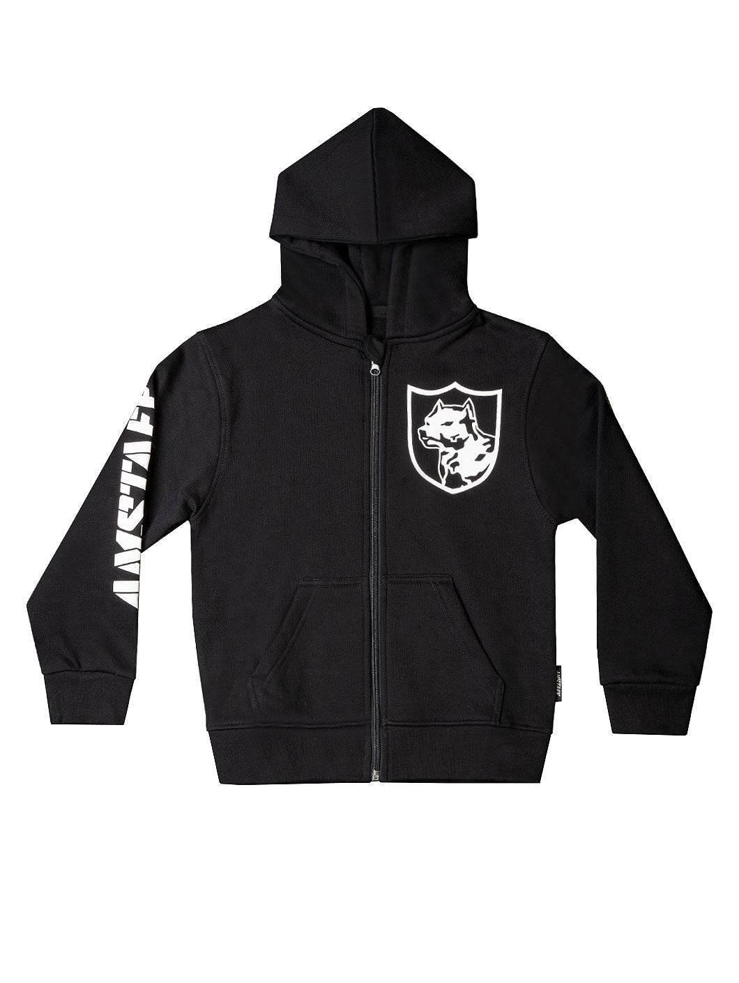 Amstaff Kids Tayson Ziphoodie Black - Amstaff Wear