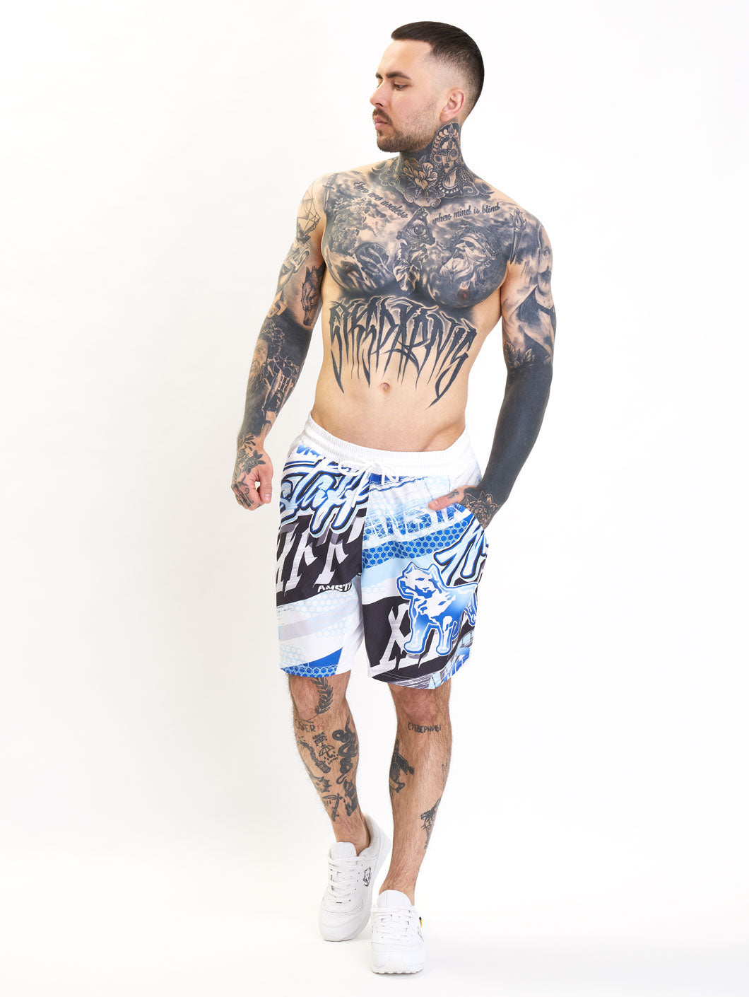 Amstaff Ontak Schwimmshorts Blue white - Amstaff Wear