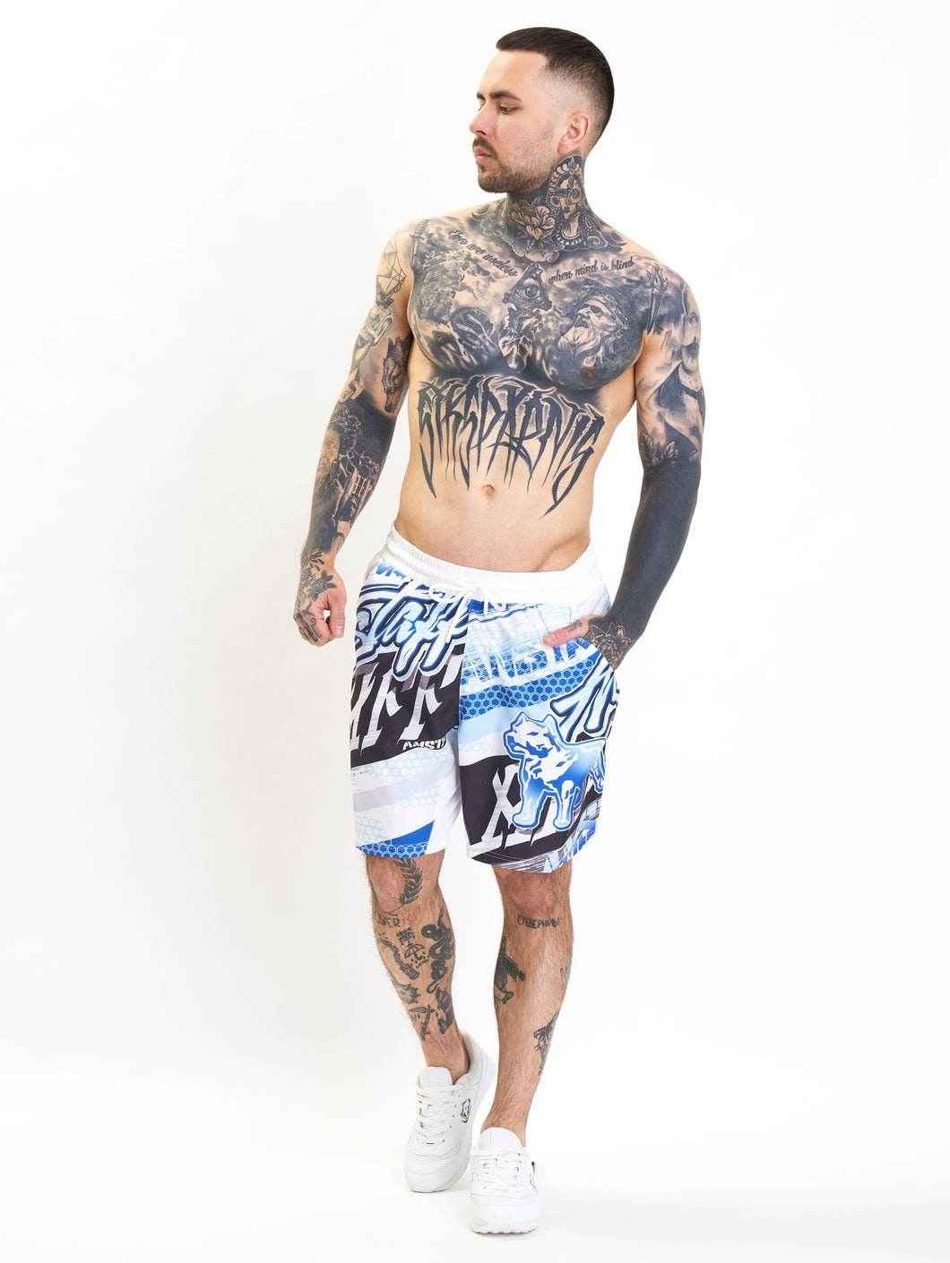 Amstaff Ontak Schwimmshorts Blue white - Amstaff Wear