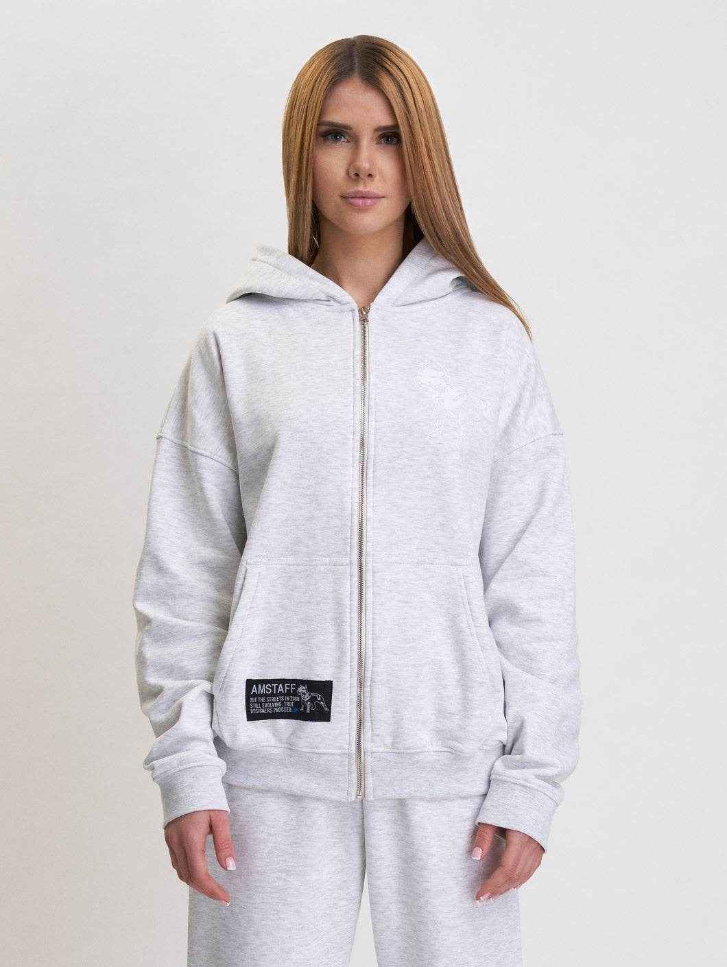 Amstaff Woman Basic Ziphoodie Grey - Amstaff Wear