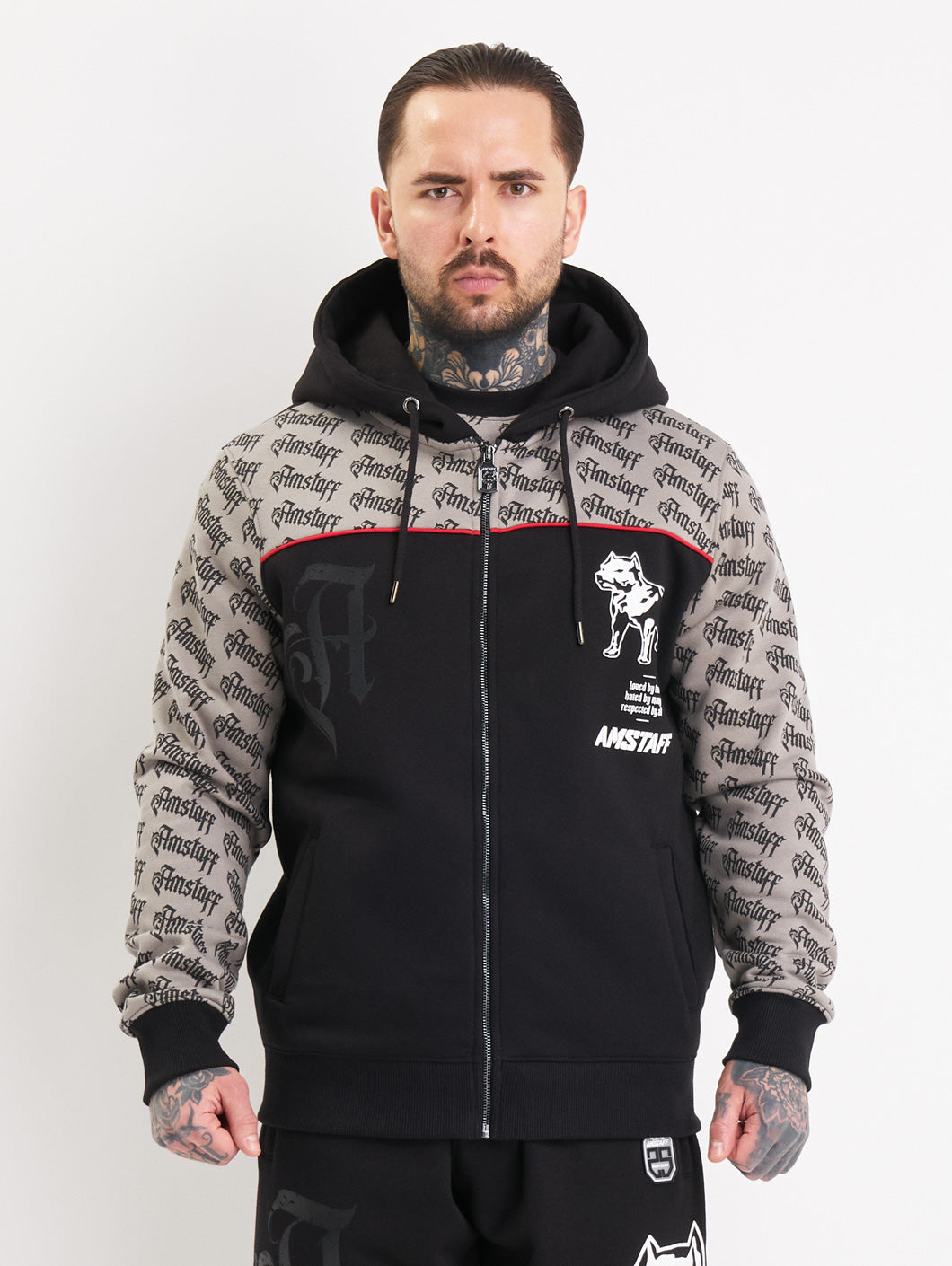 Amstaff Varek Ziphoodie Black Grey - Amstaff Wear