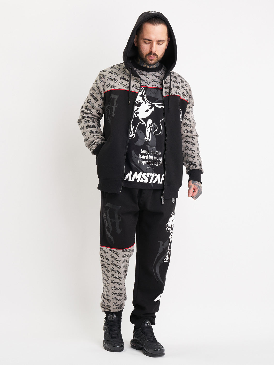 Amstaff Varek Ziphoodie Black Grey - Amstaff Wear