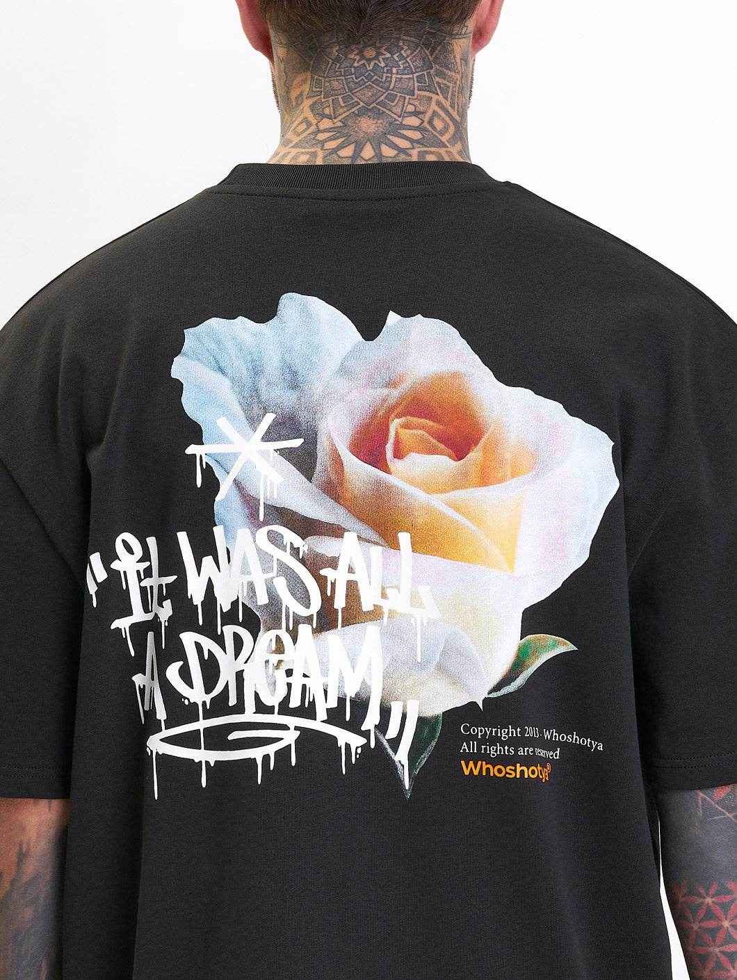 Rose Oversized T-Shirt Black - Amstaff Wear