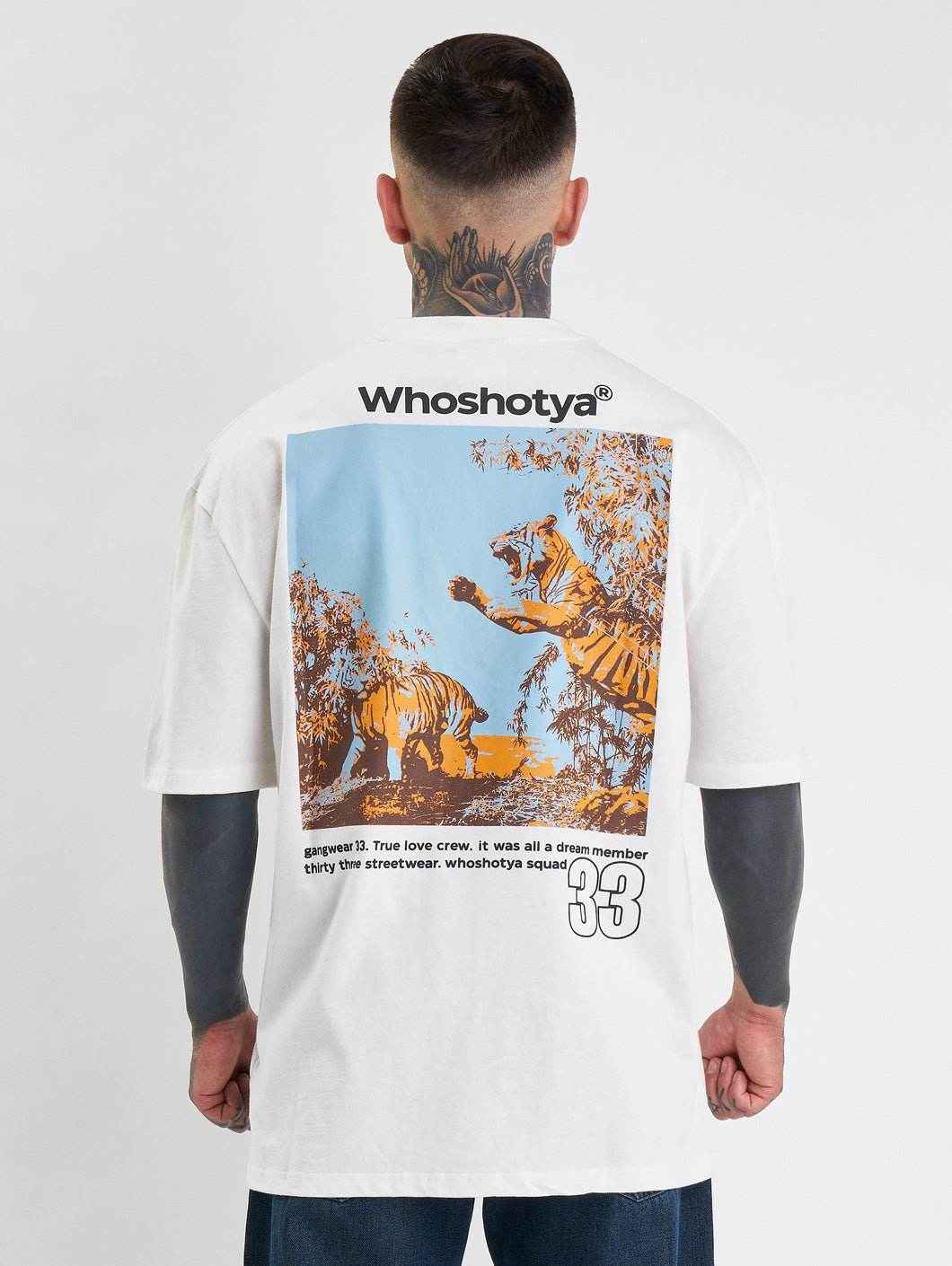 Whoshotya Feralith Oversize T-Shirt White - Amstaff Wear