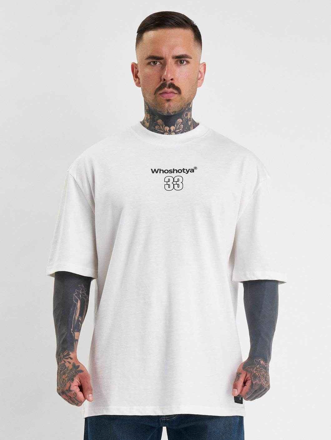 Whoshotya Feralith Oversize T-Shirt White - Amstaff Wear