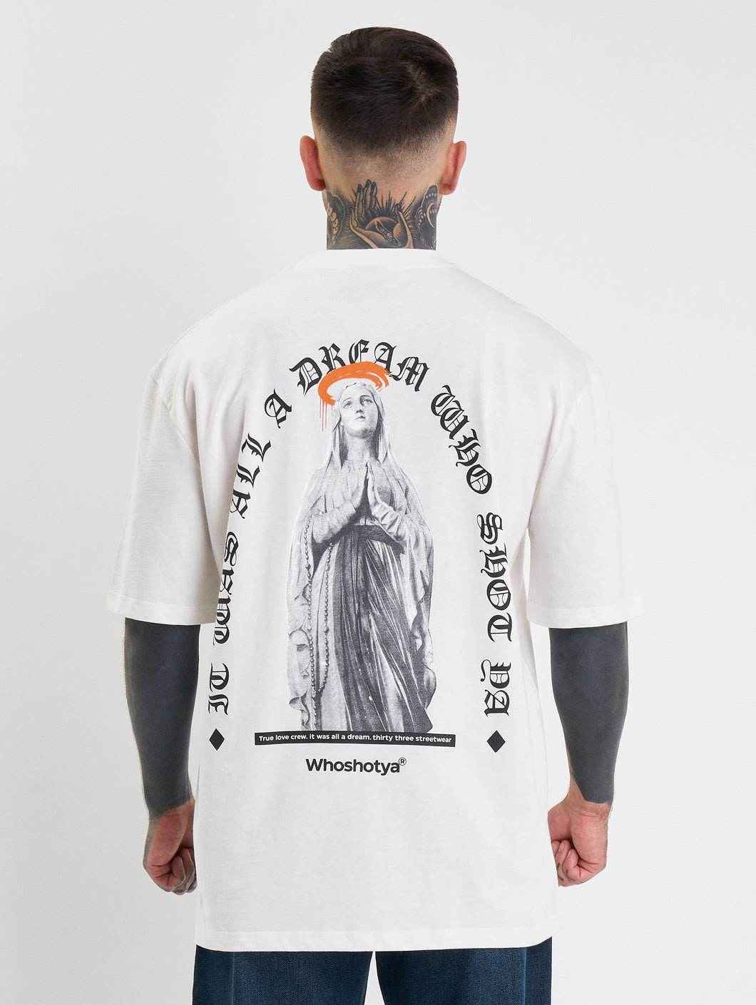 Whoshotya Matria Oversize T-Shirt White - Amstaff Wear