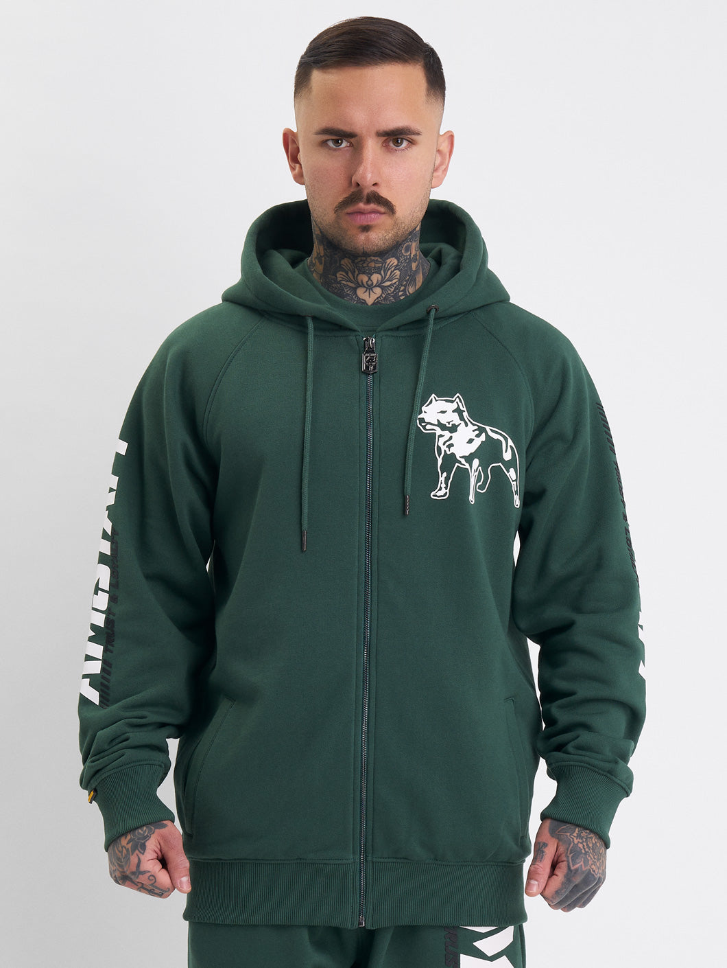 Amstaff Logo 2.0 Ziphoodie Green - Amstaff Wear