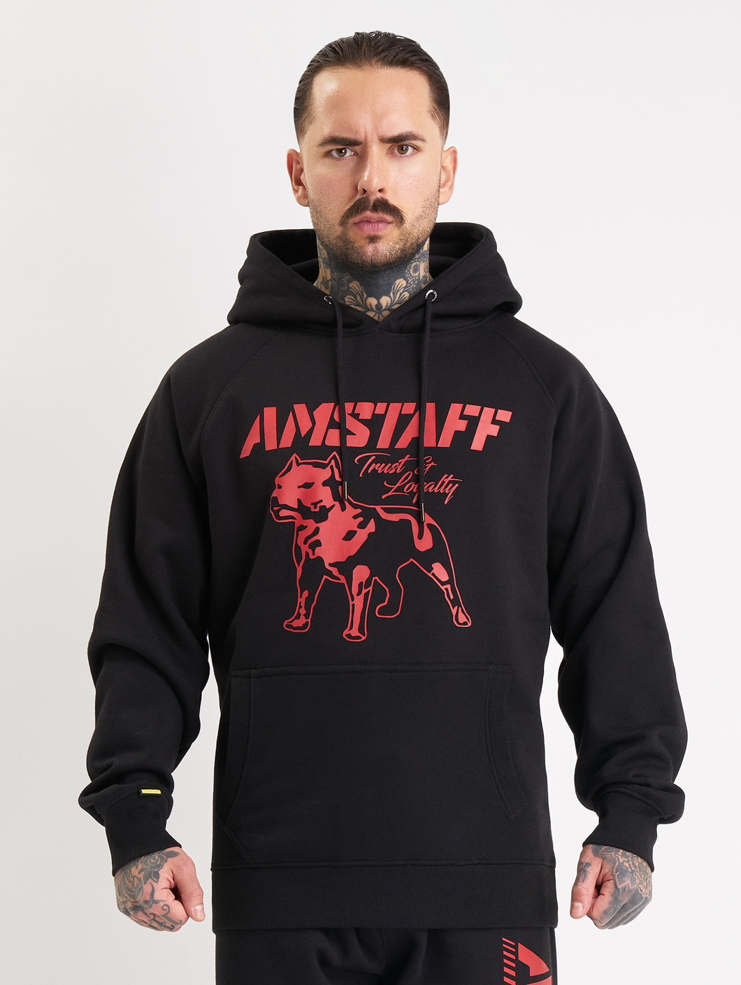 Amstaff Logo 2.0 Hoodie Black Red - Amstaff Wear
