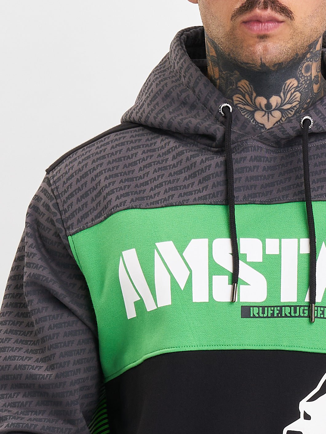 amstaff masho hoodie black grey green - 4