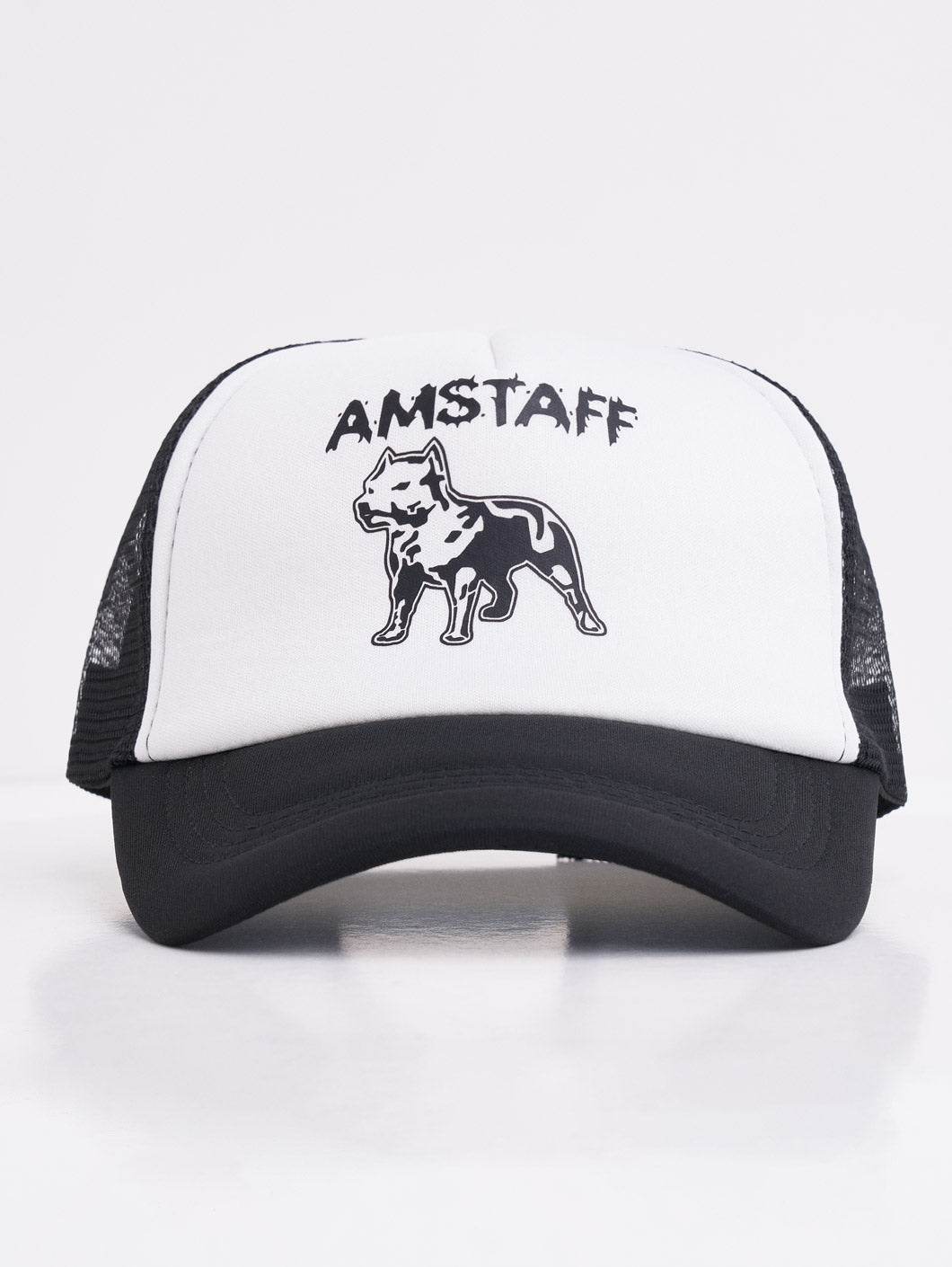 Amstaff Logo Mesh Cap Black White - Amstaff Wear