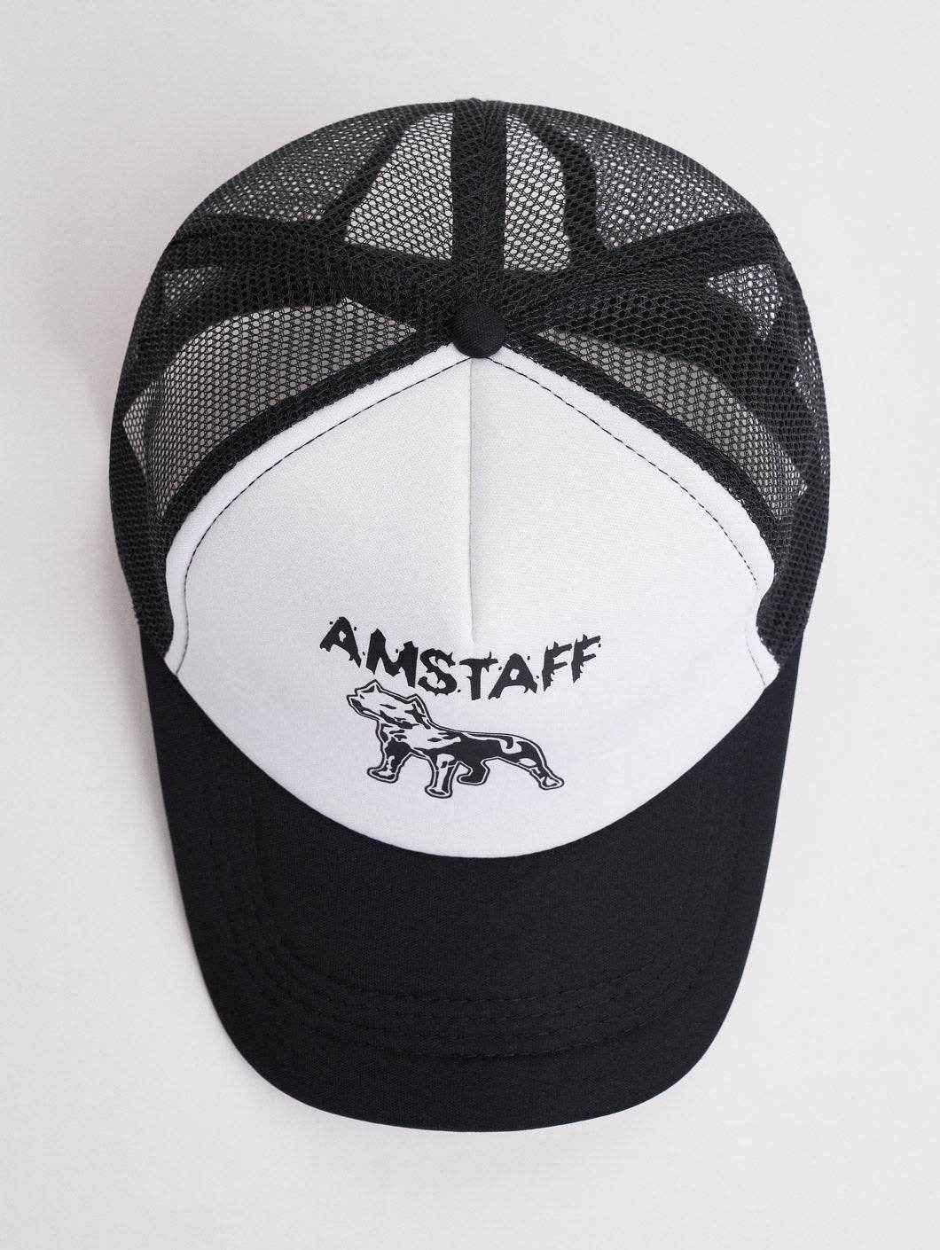 Amstaff Logo Mesh Cap Black White - Amstaff Wear