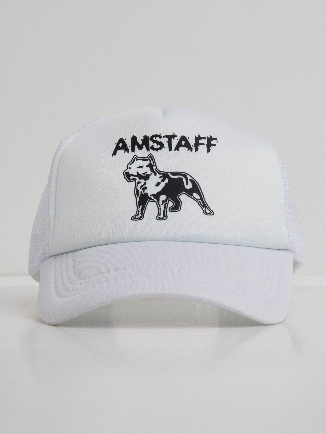 Amstaff Logo Mesh Cap White - Amstaff Wear