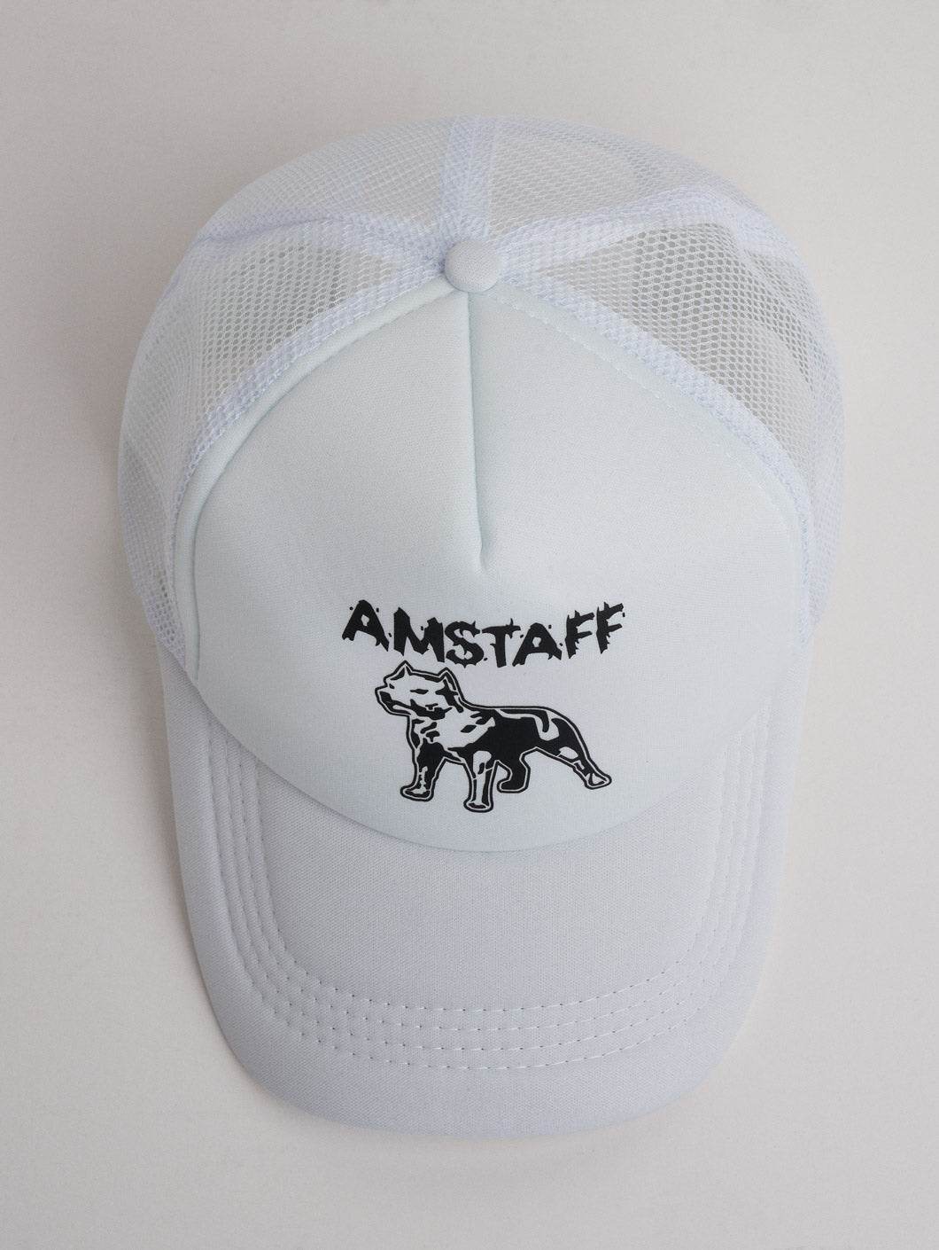 Amstaff Logo Mesh Cap White - Amstaff Wear