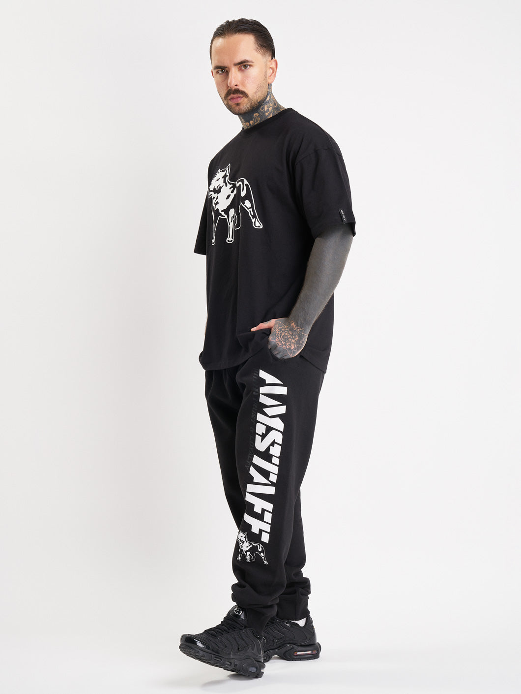 Amstaff Logo 2.0 Sweatpants Black White - Amstaff Wear