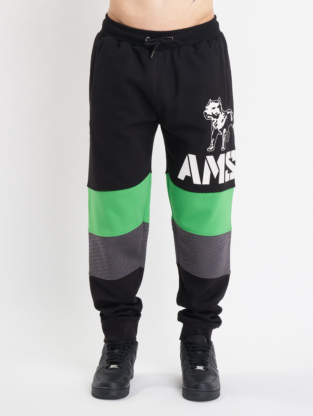 amstaff masho sweatpants black grey green - 0