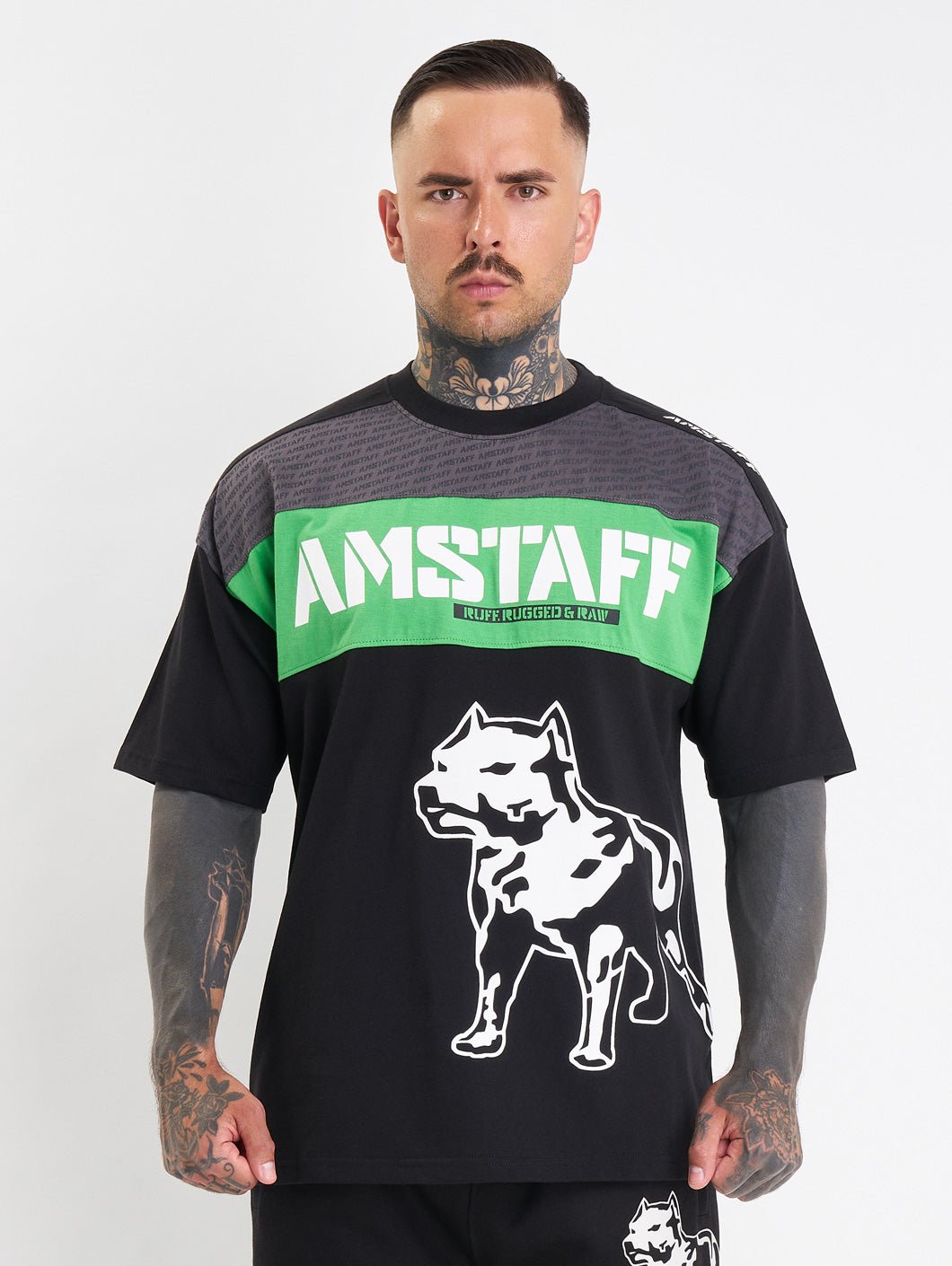 amstaff masho t-shirt black grey green - 1